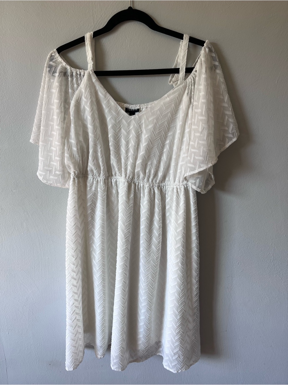 torrid White Off-Shoulder Chevron Dress